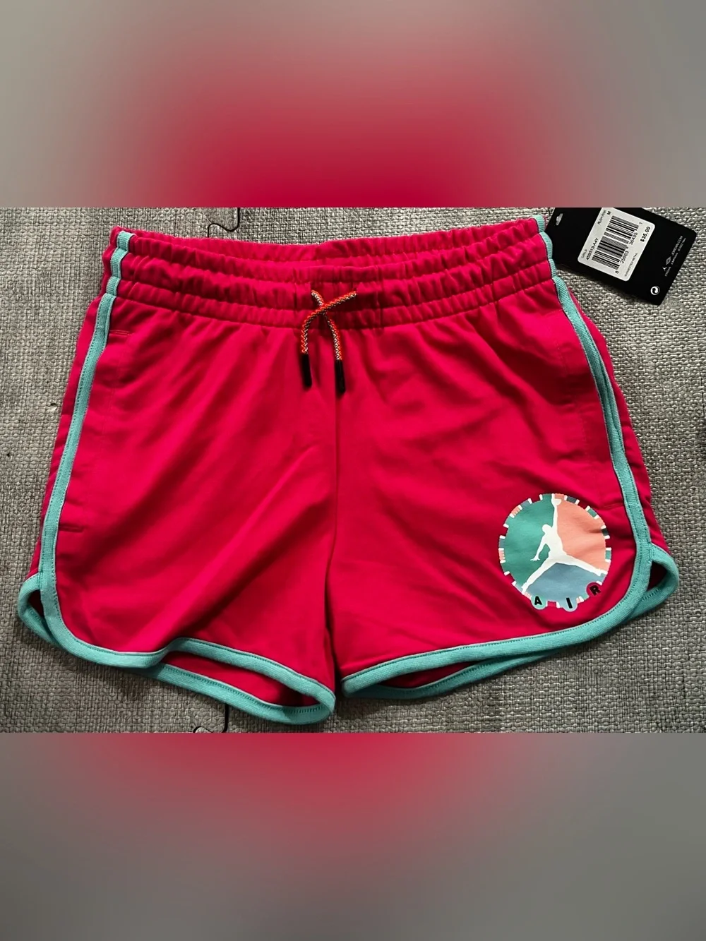 Jordan Girls M Pink Athletic Shorts Logo Patch Drawstring Elastic Waist